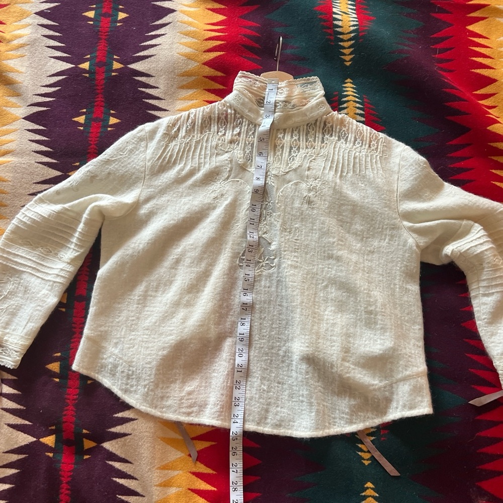Free people lace Victorian wool blouse size medium - Picture 5 of 9